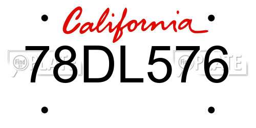 78DL576 California License Plate