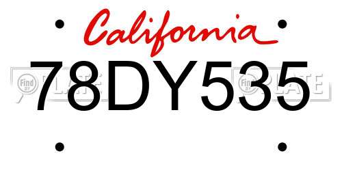 78DY535 California License Plate