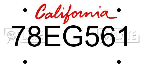 78EG561 California License Plate