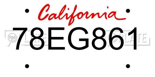 78EG861 California License Plate