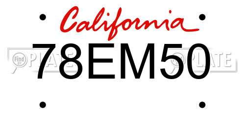 78EM50 California License Plate