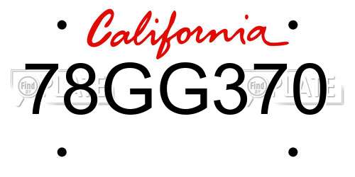 78GG370 California License Plate