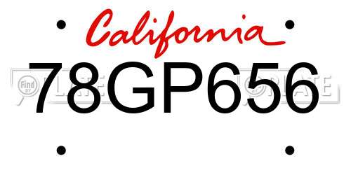 78GP656 California License Plate