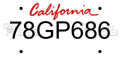 78GP686 California License Plate