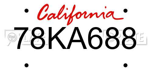 78KA688 California License Plate