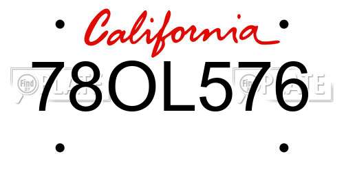 78OL576 California License Plate