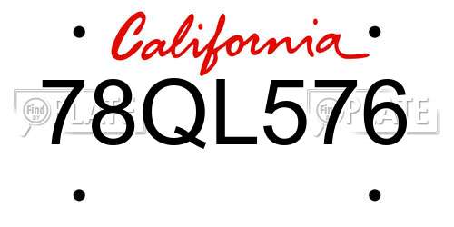 78QL576 California License Plate