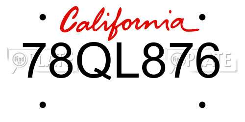 78QL876 California License Plate