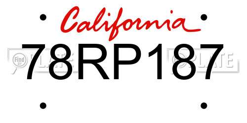 78RP187 California License Plate