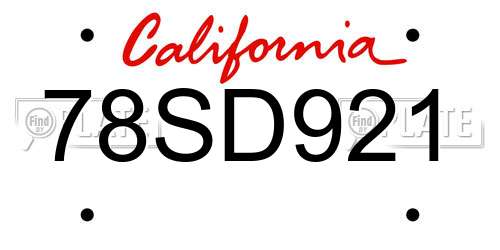 78SD921 California License Plate