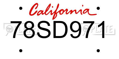 78SD971 California License Plate