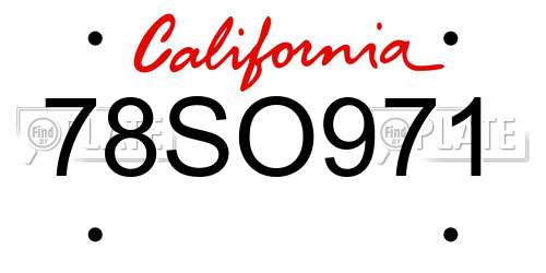 78SO971 California License Plate