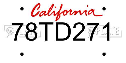 78TD271 California License Plate