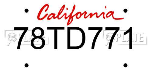 78TD771 California License Plate