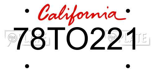 78TO221 California License Plate
