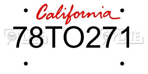 78TO271 California License Plate