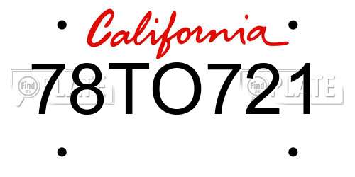 78TO721 California License Plate