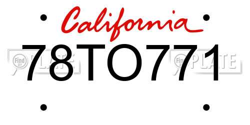 78TO771 California License Plate