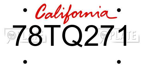 78TQ271 California License Plate
