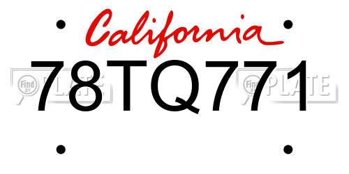 78TQ771 California License Plate