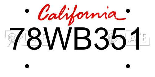 78WB351 California License Plate