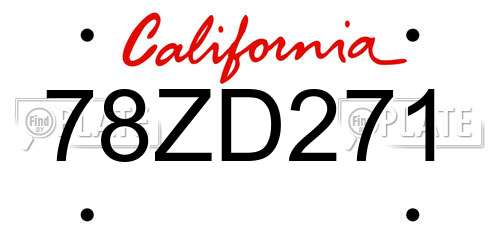 78ZD271 California License Plate