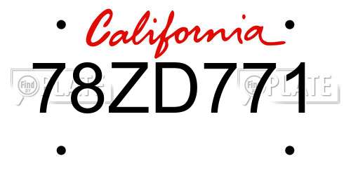78ZD771 California License Plate