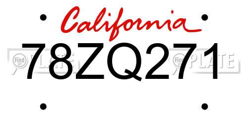 78ZQ271 California License Plate
