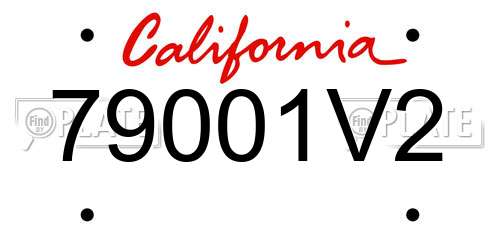 79001V2 California License Plate