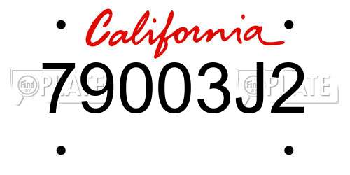 79003J2 California License Plate