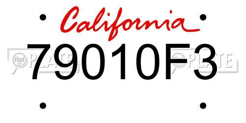 79010F3 California License Plate