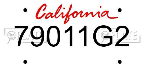 79011G2 California License Plate