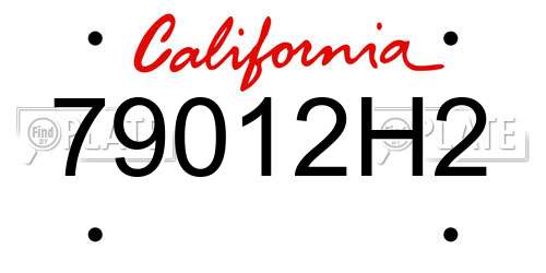 79012H2 California License Plate