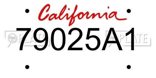 79025A1 California License Plate