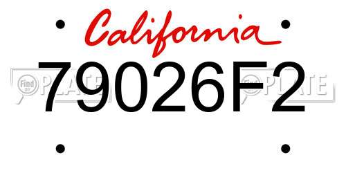 79026F2 California License Plate