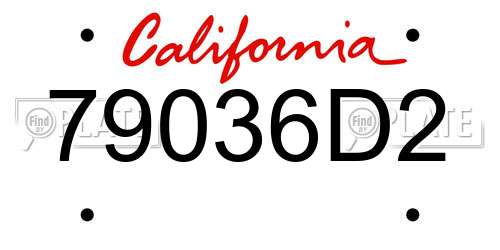 79036D2 California License Plate