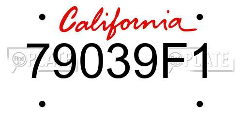 79039F1 California License Plate