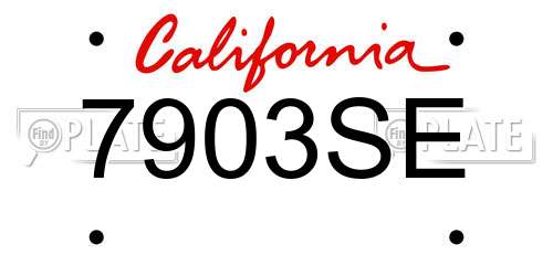 7903SE California License Plate