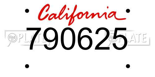 790625 California License Plate