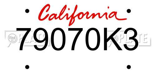 79070K3 California License Plate