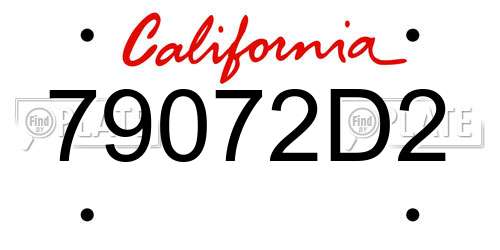 79072D2 California License Plate