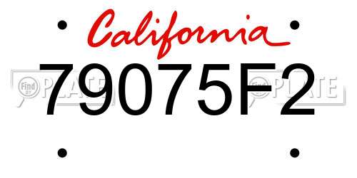 79075F2 California License Plate