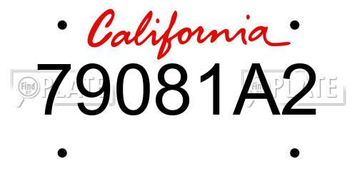 79081A2 California License Plate