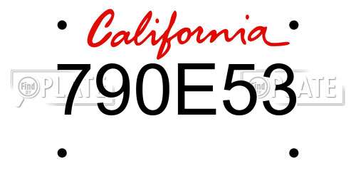 790E53 California License Plate