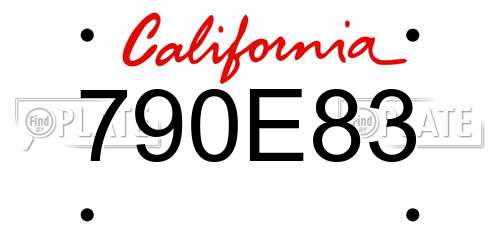 790E83 California License Plate
