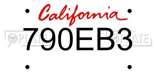 790EB3 California License Plate