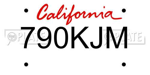 790KJM California License Plate