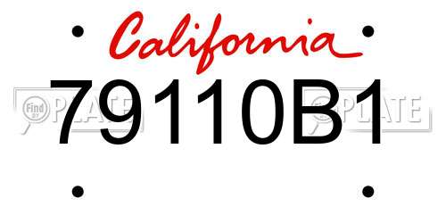 79110B1 California License Plate