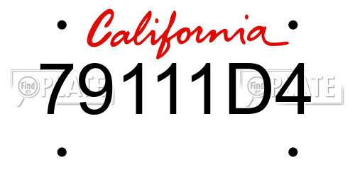 79111D4 California License Plate