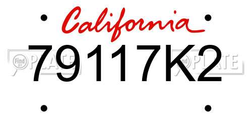 79117K2 California License Plate